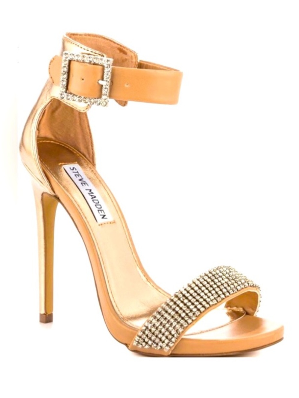 Host Pick: Steve Madden Marlen-R Rhinestone Ankle Strap Gold Stiletto 7.5 B